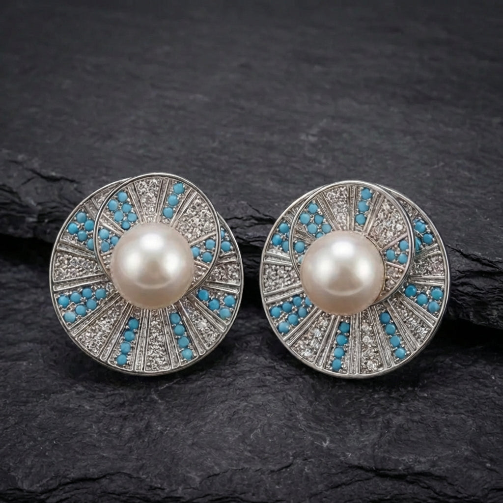 Elegant Pearl Blue Earrings 69761005