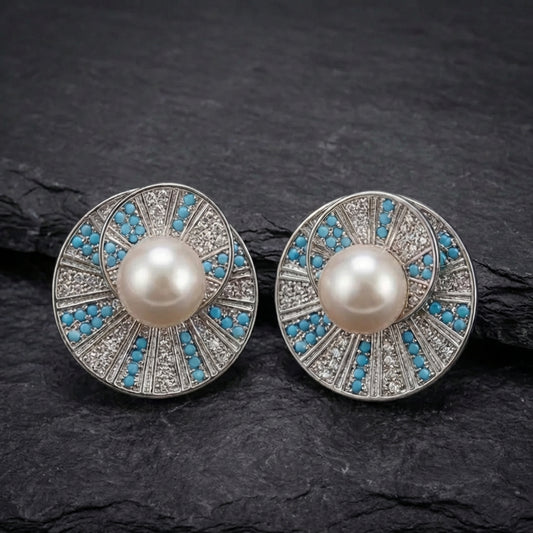 Elegant Pearl Blue Earrings 69761005