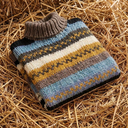 Cotton Sweater with Chevron Stripes Brown-Orange