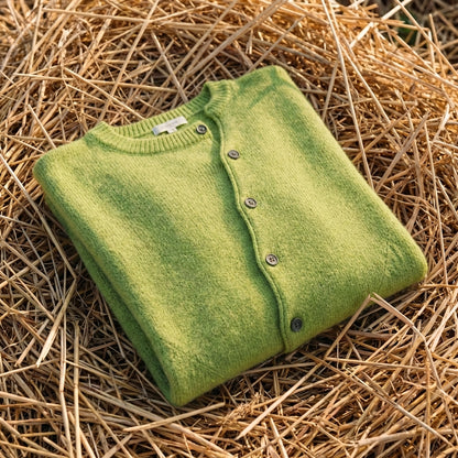 Cotton Cardigan with Diagonal Button Closure