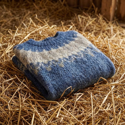 Cotton Sweater with Nordic Pattern