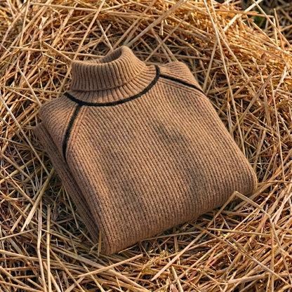 Cotton Sweater Mocha with Black Accents