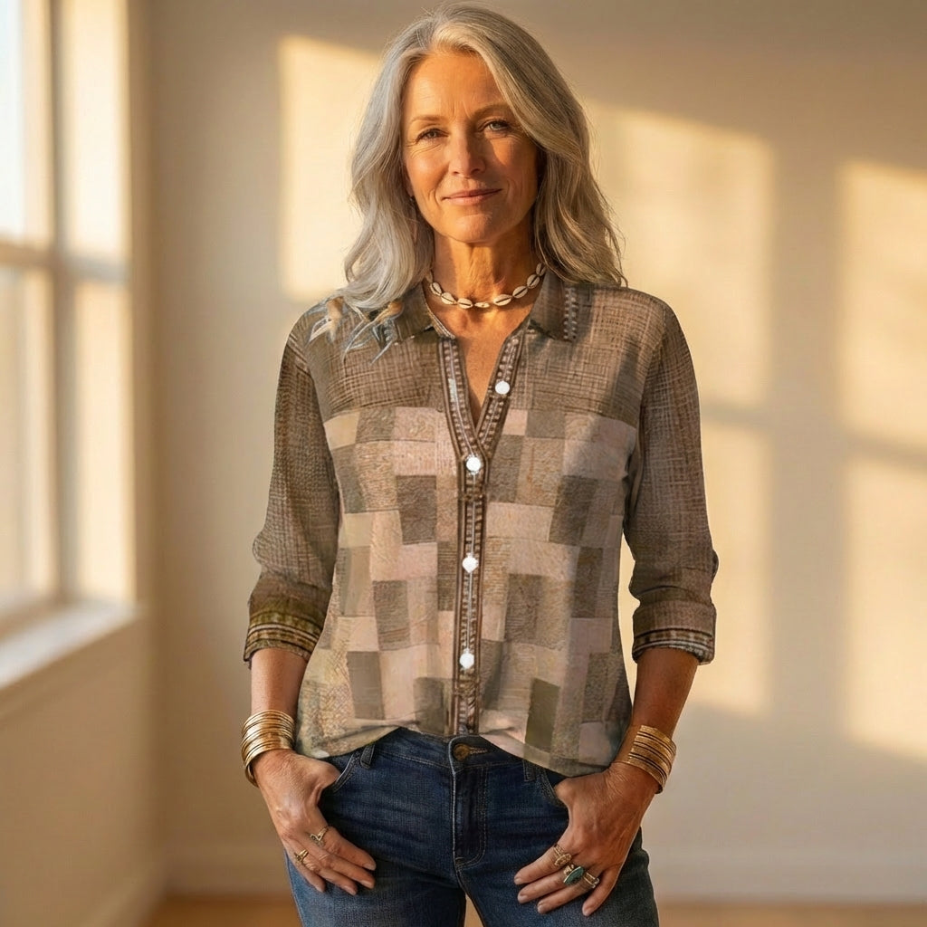 Shirt With Patchwork & Button Front