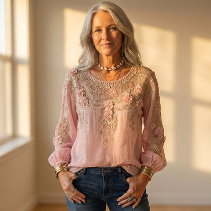 Blouse With Floral Embroidery