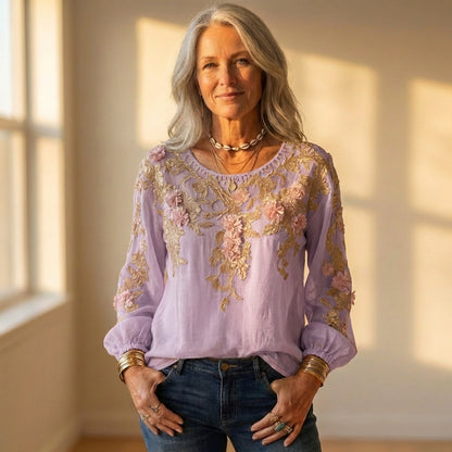 Blouse With Floral Embroidery