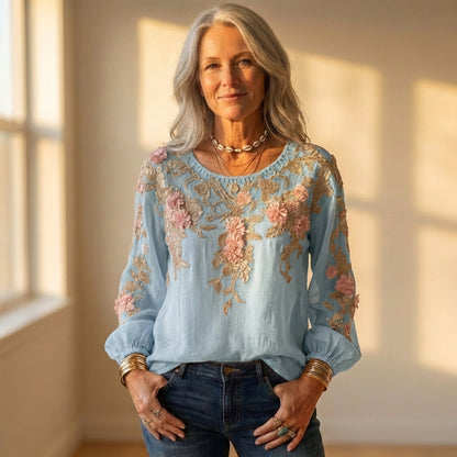 Blouse With Floral Embroidery