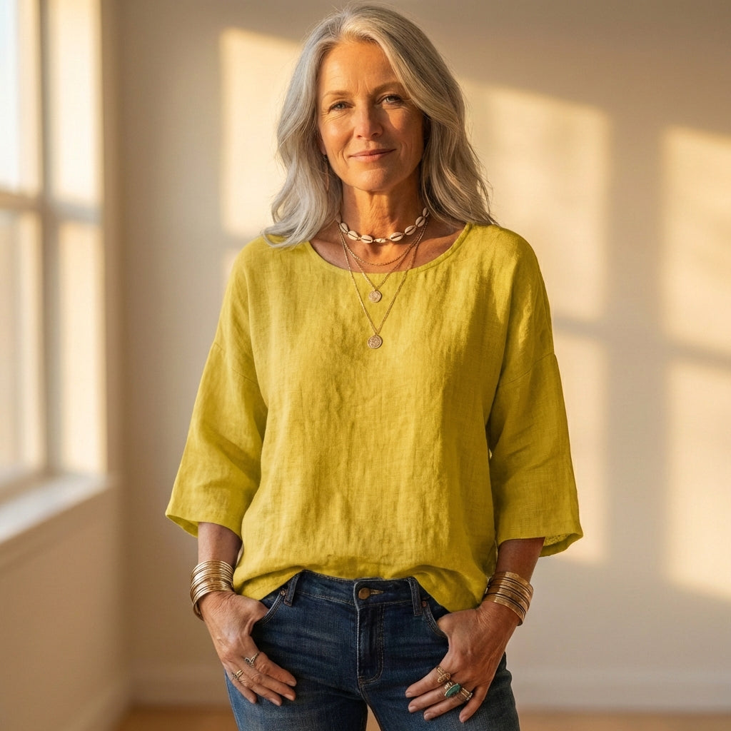 Top Gray Linen With Long Sleeve