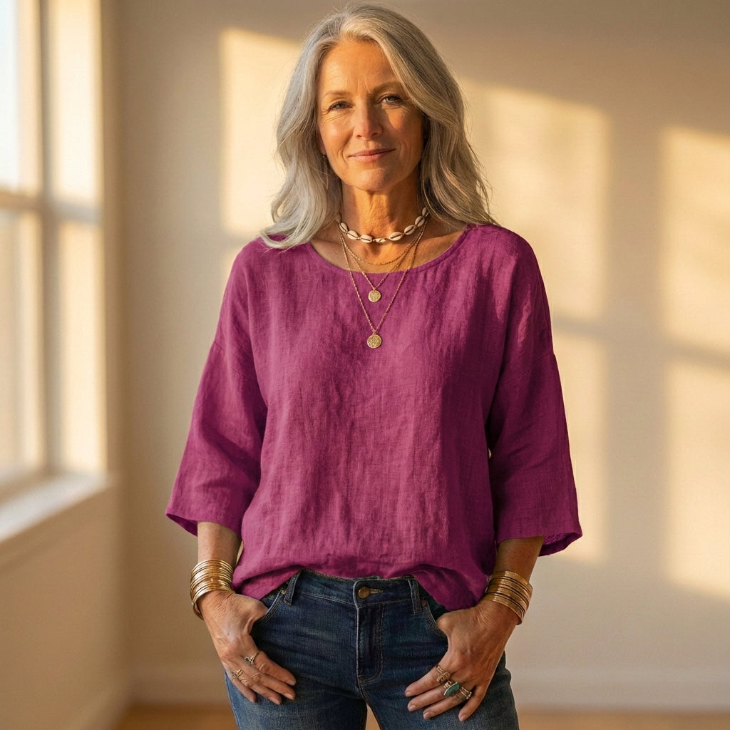 Top Gray Linen With Long Sleeve