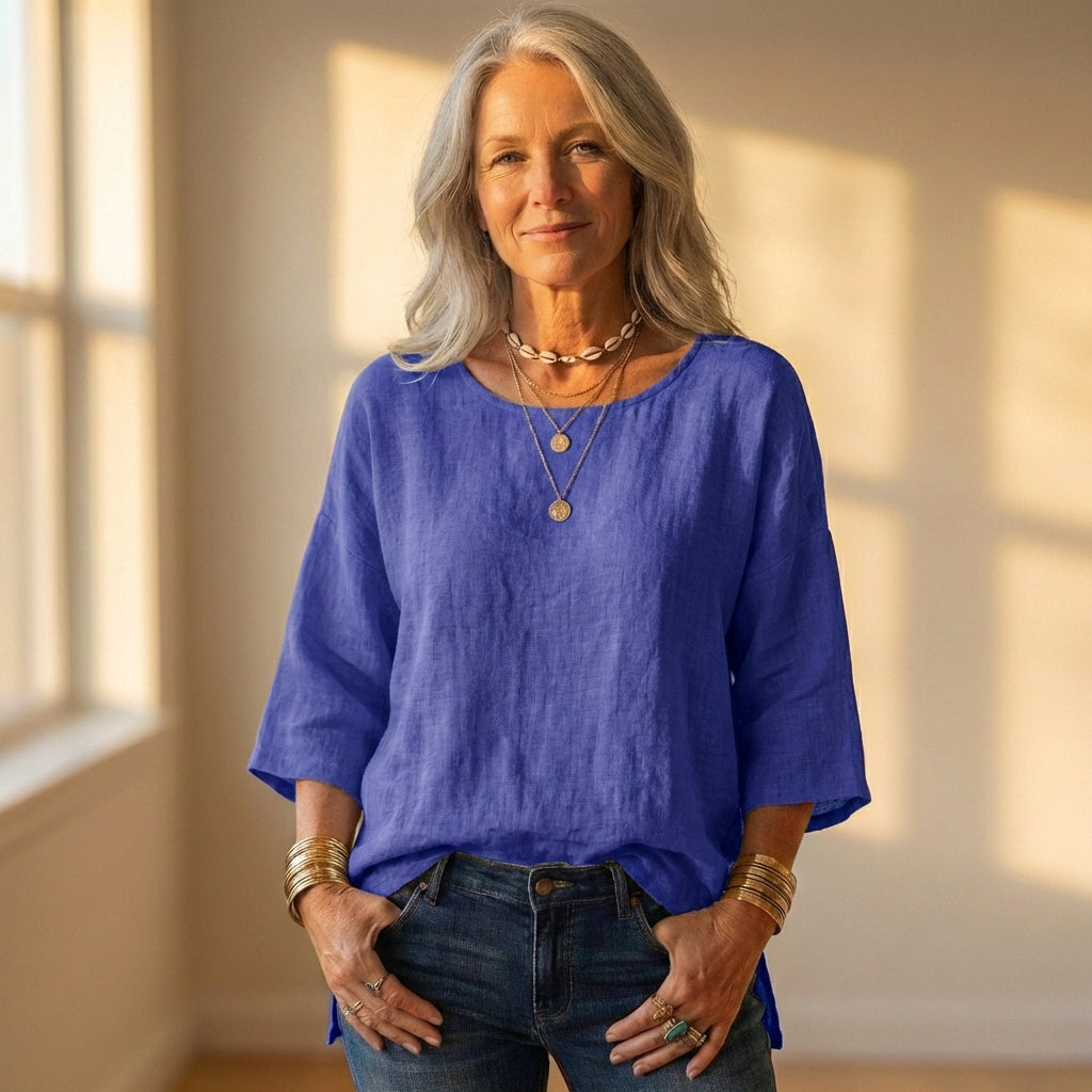 Top Gray Linen With Long Sleeve