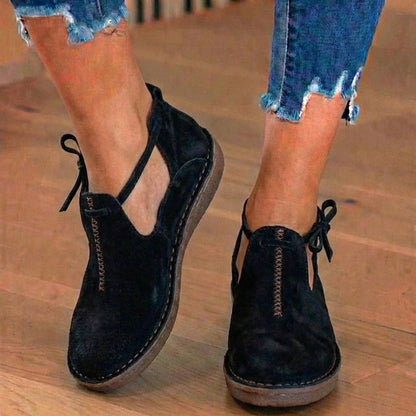 Orthopedic Leather Lace-Up Ankle Boots - Arch Support Flats
