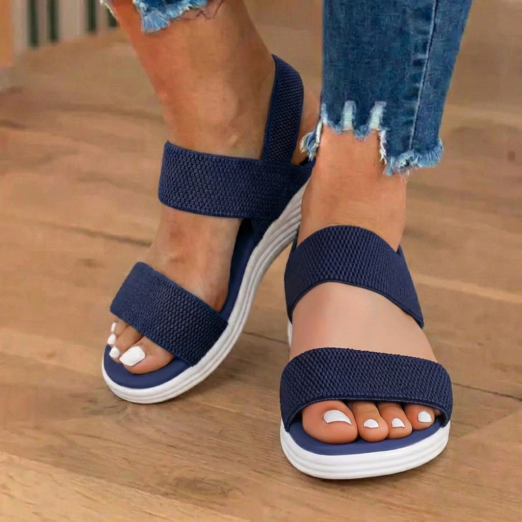 Orthopedic Mesh Sport Rocker Sandals - Slip-On Elastic Straps