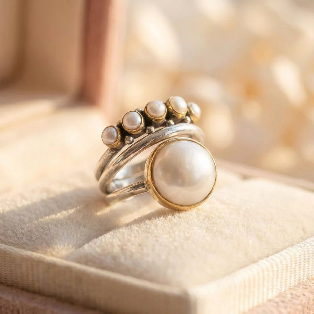 Vintage Pearl Crown Ring