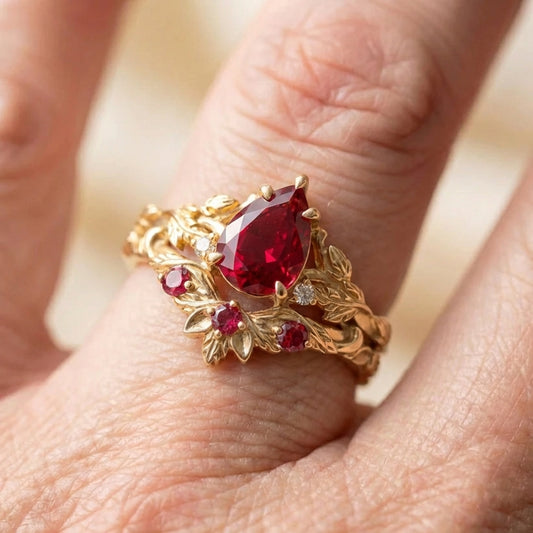 Vintage Ruby Flower Ring
