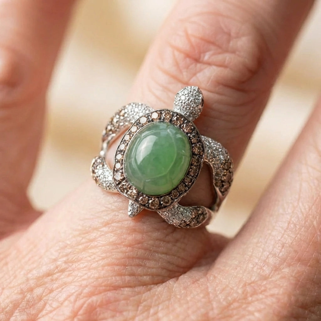 Vintage Jade Turtle Ring