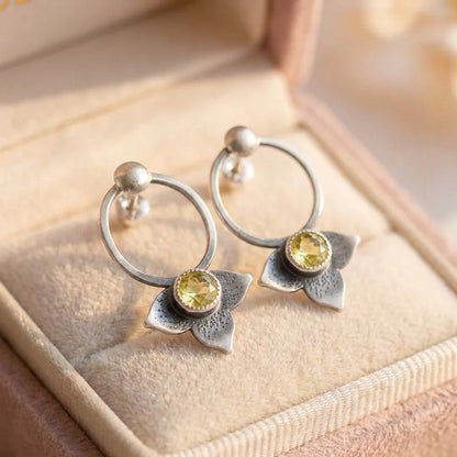 Vintage Peridot Flower Earrings