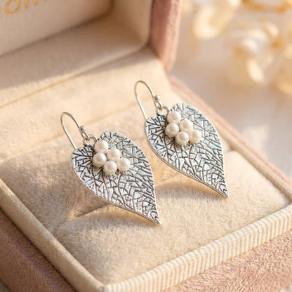 Vintage Pearl Leaf Earrings