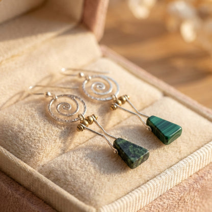 Vintage Spiral Stone Earrings