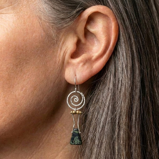 Vintage Spiral Stone Earrings