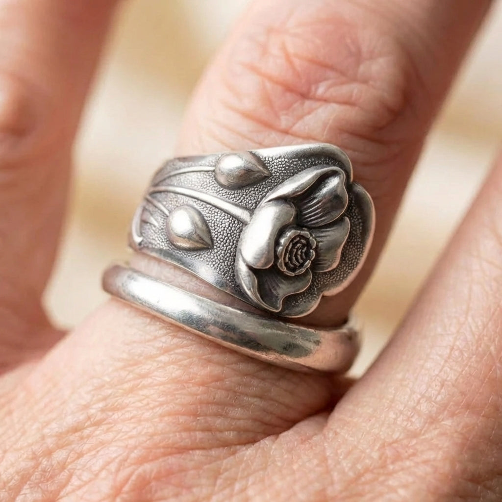 Vintage Flower Silver Ring