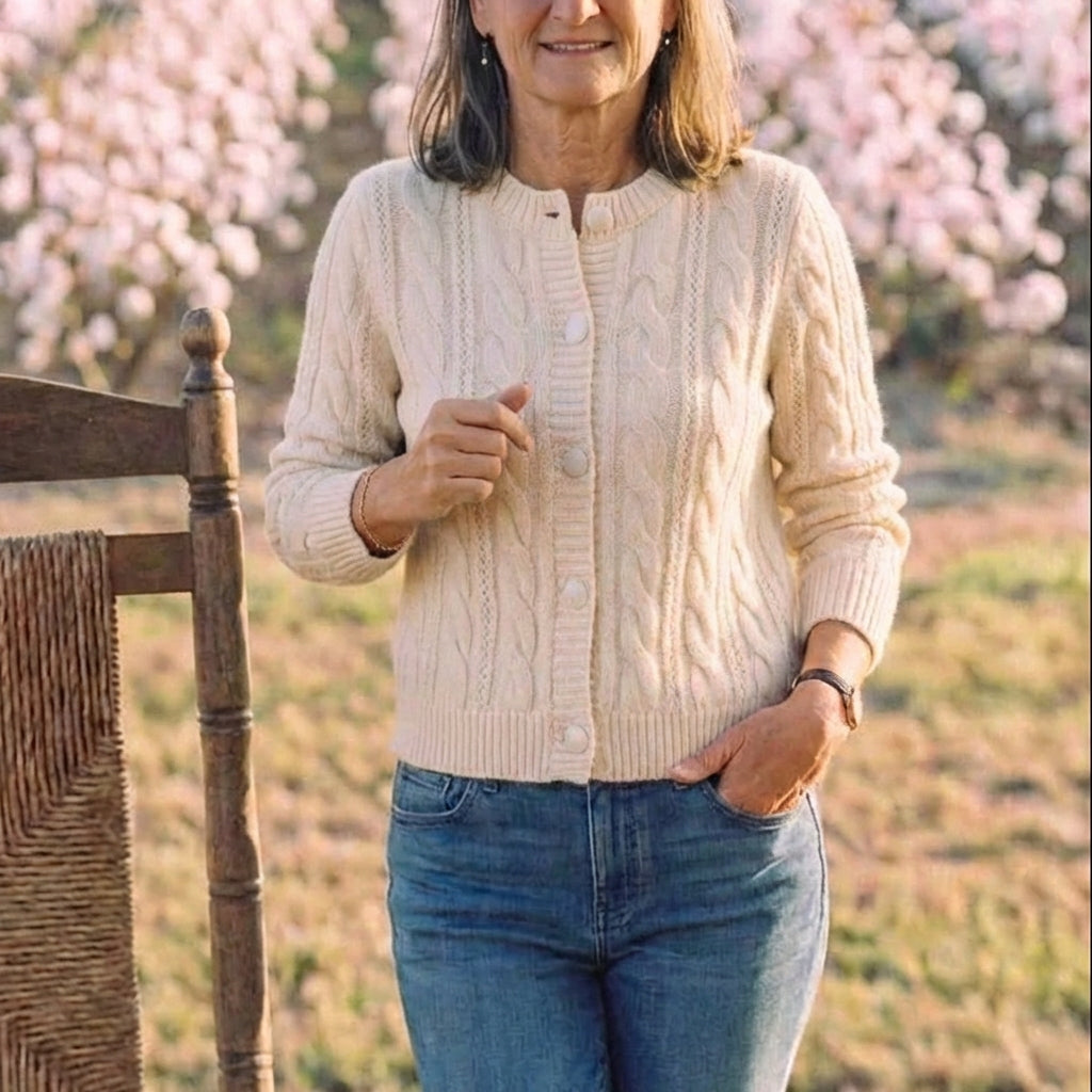 Cotton Cable Knit Cardigan