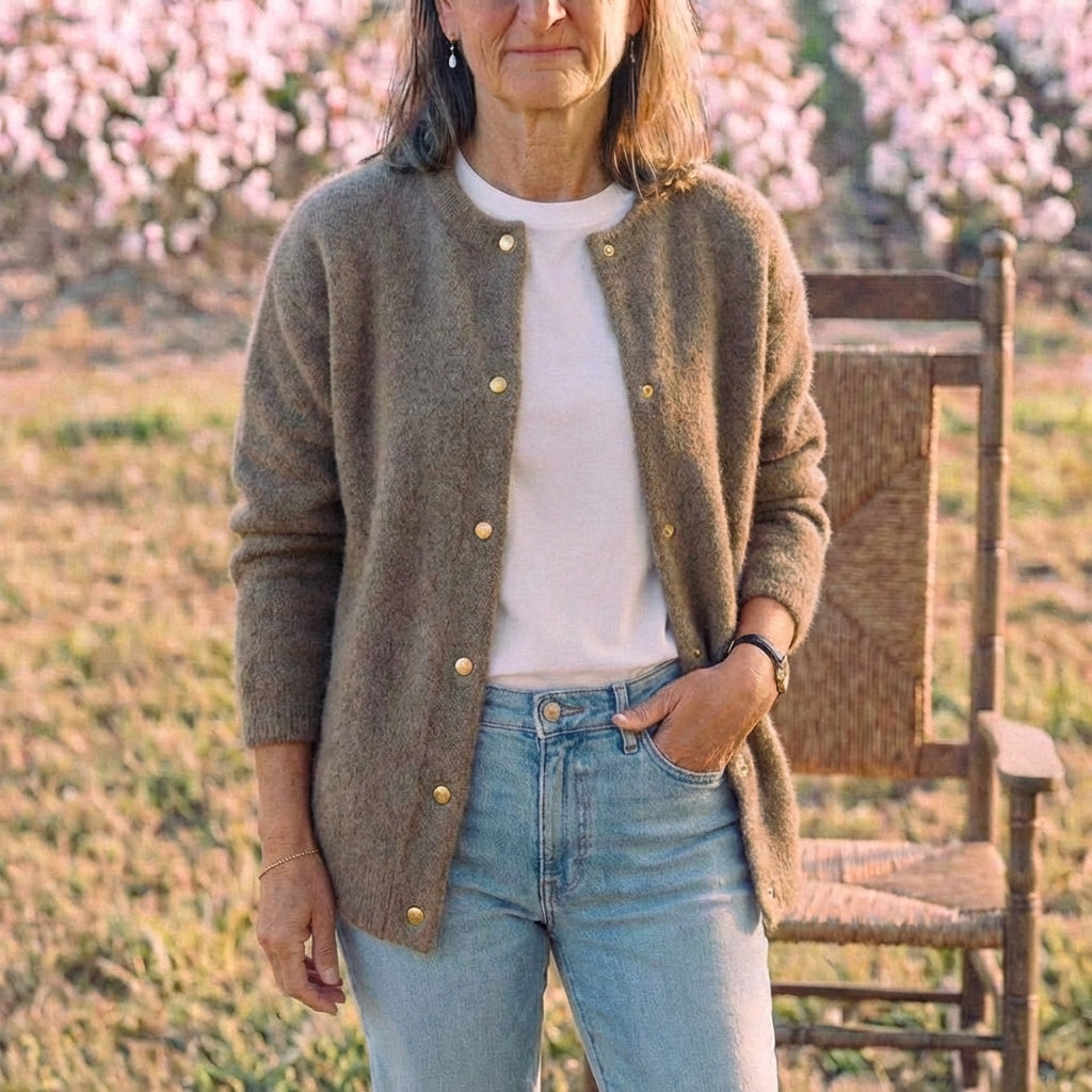 Cotton Cardigan with Gold Buttons