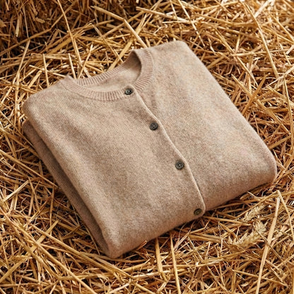 Cotton Crew Neck Button Cardigan