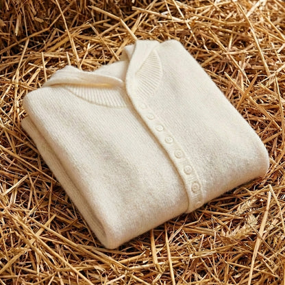 Cotton Hoodie Cardigan with Button Detail