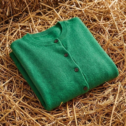 Cotton Crew Neck Button Cardigan