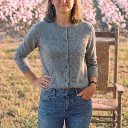 Cotton Crew Neck Button Cardigan