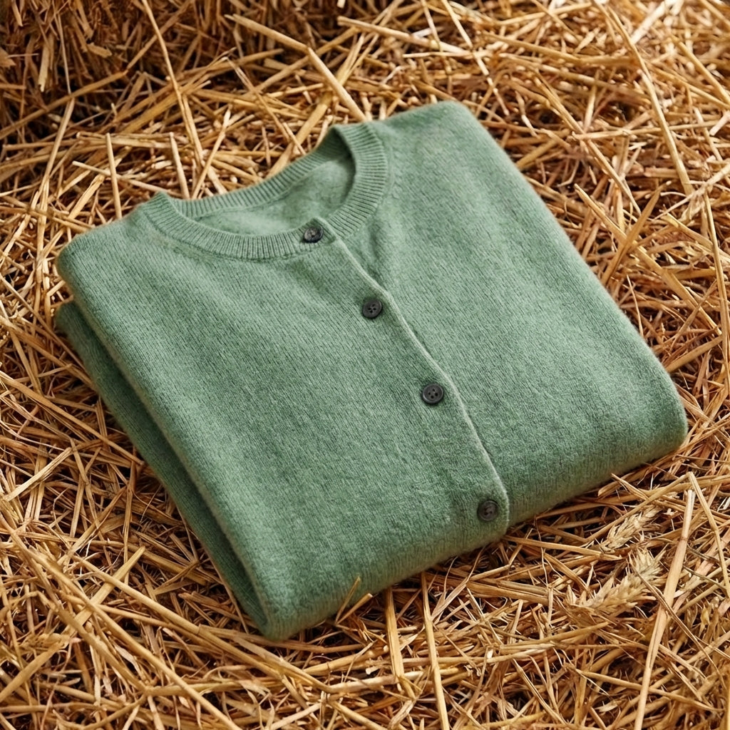 Cotton Crew Neck Button Cardigan