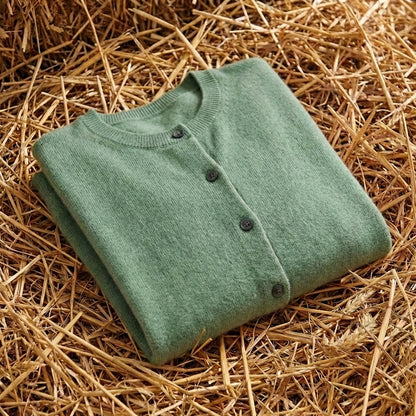 Cotton Crew Neck Button Cardigan