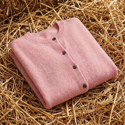 Cotton Crew Neck Button Cardigan
