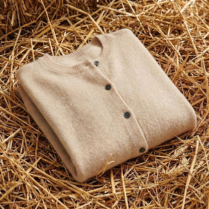 Cotton Crew Neck Button Cardigan