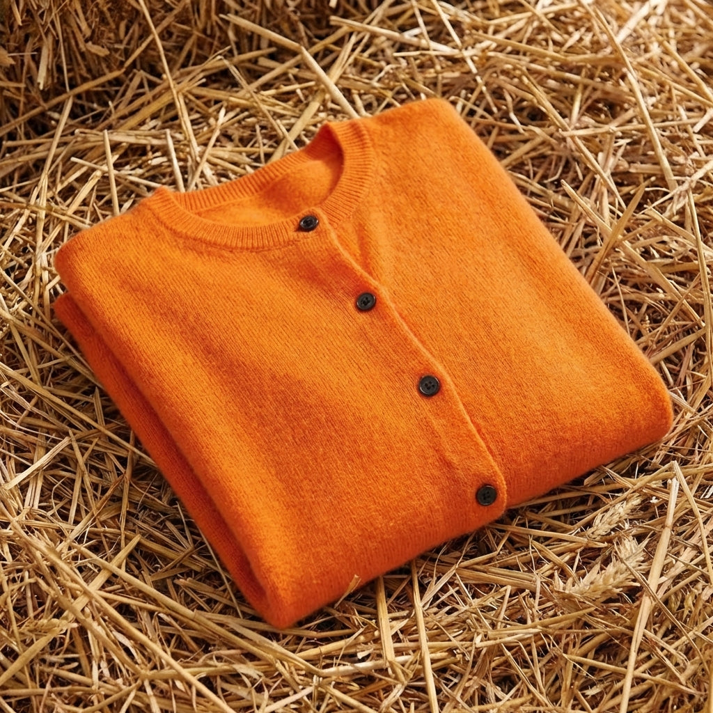 Cotton Crew Neck Button Cardigan