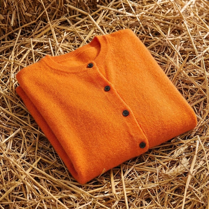 Cotton Crew Neck Button Cardigan