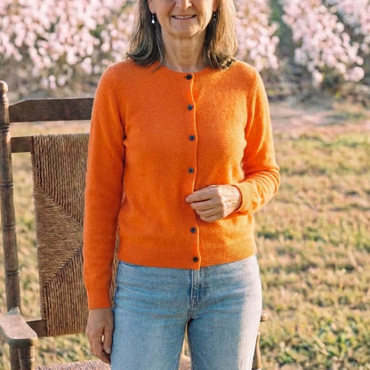 Cotton Crew Neck Button Cardigan