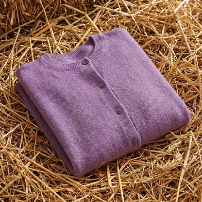 Cotton Crew Neck Button Cardigan