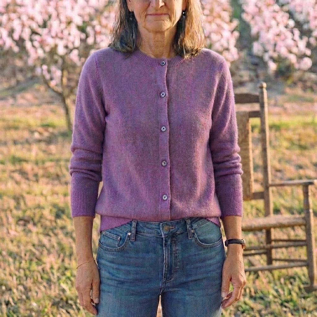 Cotton Crew Neck Button Cardigan