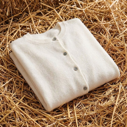 Cotton Crew Neck Button Cardigan