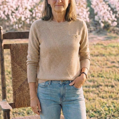 Cotton Crew Neck Sweater with Contrast Trim