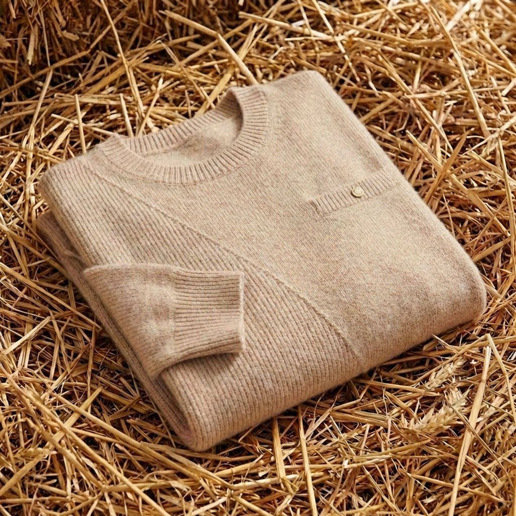 Cotton Crew Neck Sweater with Contrast Trim