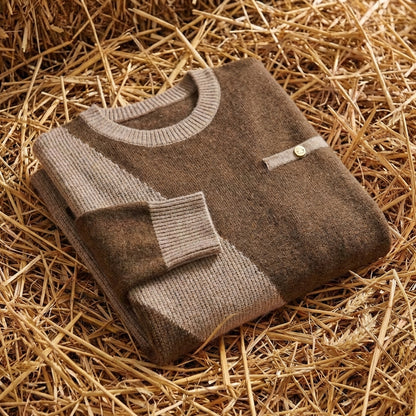 Cotton Crew Neck Sweater with Contrast Trim