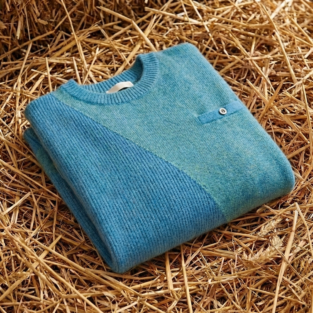 Cotton Crew Neck Sweater with Contrast Trim
