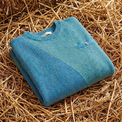 Cotton Crew Neck Sweater with Contrast Trim