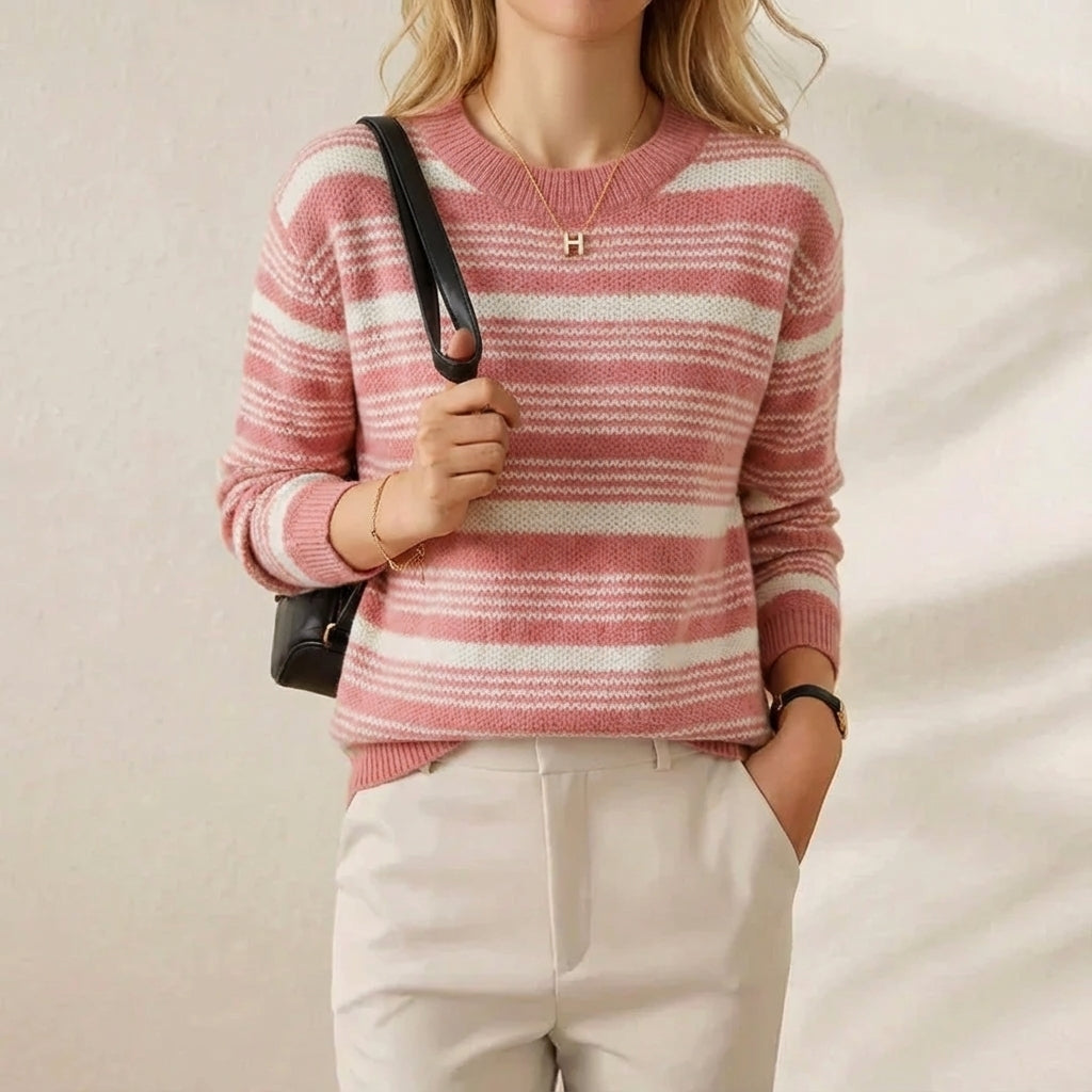 Cotton Sweater with Horizontal Stripes