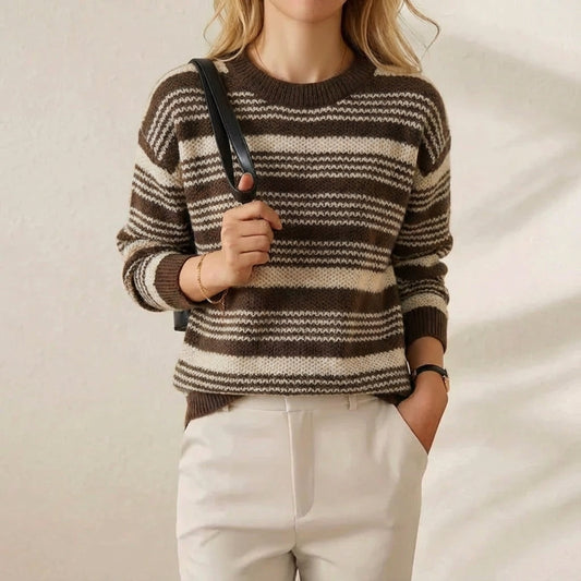 Cotton Sweater with Horizontal Stripes