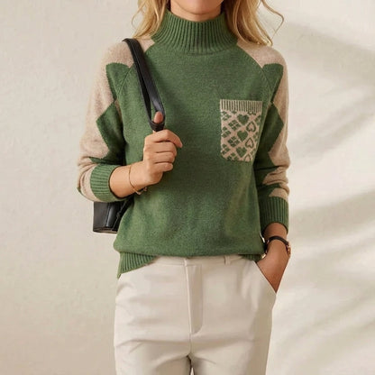 Cotton Sweater with Quilted Pocket