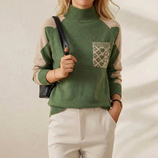 Cotton Sweater with Quilted Pocket