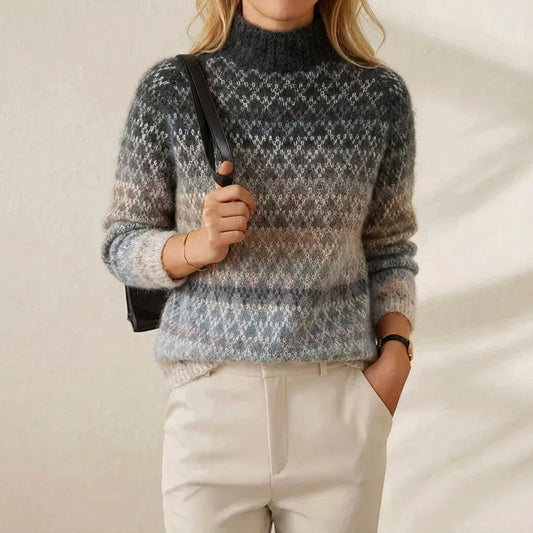 Cotton Sweater Gray with Triangle Pattern
