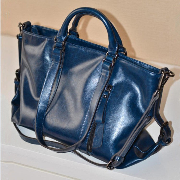 Glazed Leather Convertible Tote Bag – Multi Strap Top Handle Crossbody